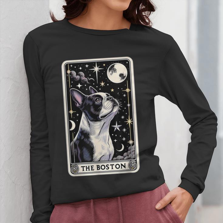 Boston Terrier Tarot Card Star With The Moon Men Women Kids Women Long Sleeve T-Shirt, Boston Terrier Tarot Gifts, funny design