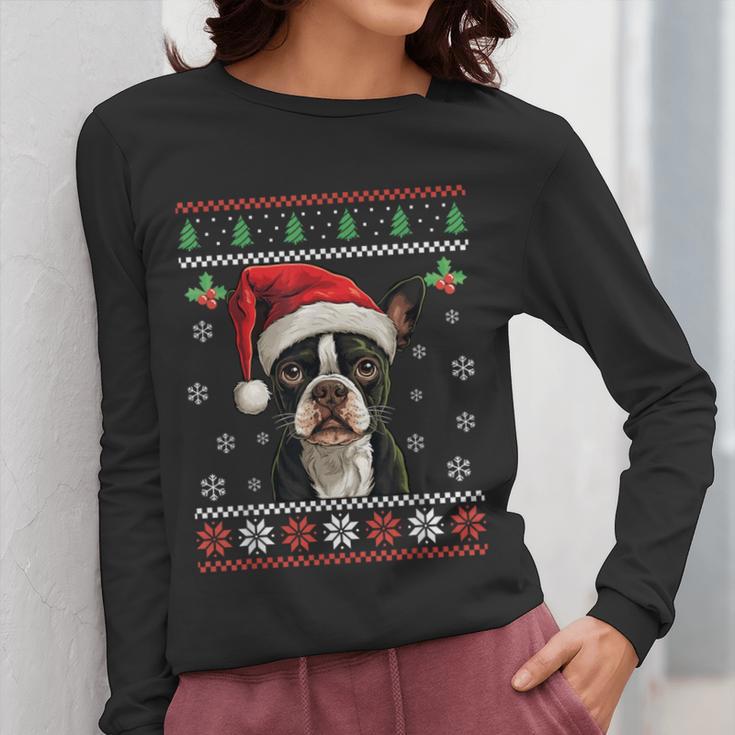 Boston Terrier Ugly Christmas Sweater Xmas For Adults Kids Women Long Sleeve T-Shirt, Boston Terrier Christmas Gifts, funny design