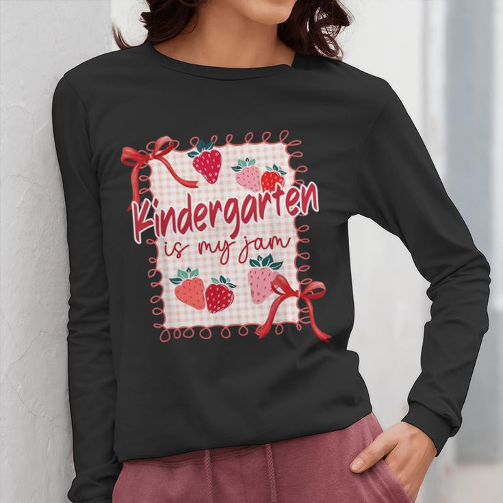 Bow Strawberry Kindergarten Is My Jam Teacher Kinder Team Women Long Sleeve T-Shirt, funny design Bow Strawberry Kindergarten Is My Jam Teacher Kinder Team Women Long Sleeve T-Shirt, funny design