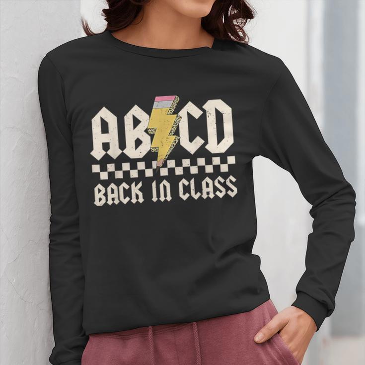Boys Girls Teachers Rock Back To School ABCD Back In Class Women Long Sleeve T-Shirt, funny design
