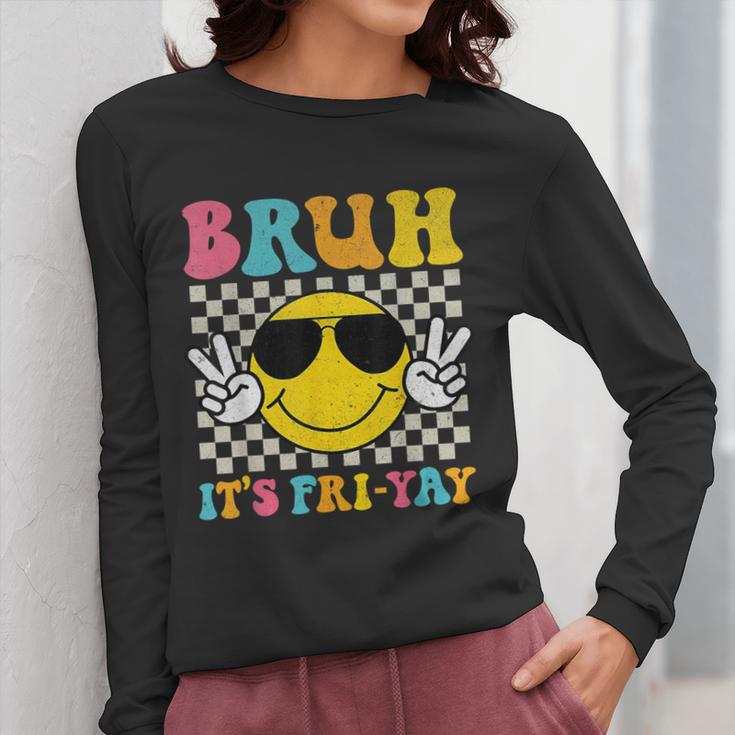 Bruh It's Fri-Yay Friday Weekend Smile Face Teacher Student Women Long Sleeve T-Shirt, funny design Bruh It's Fri-Yay Friday Weekend Smile Face Teacher Student Women Long Sleeve T-Shirt, funny design