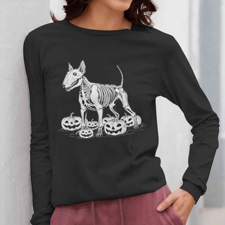 Bull Terrier Skeleton Birthday Halloween Kids Women Long Sleeve T-Shirt, funny design