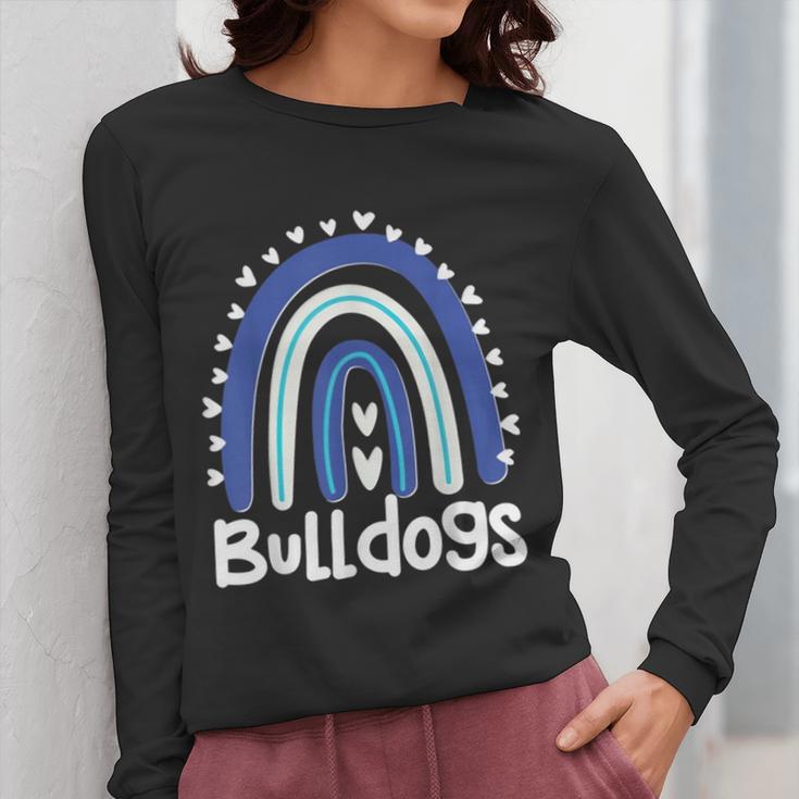 Bulldogs School Mascot Rainbow Teacher Lover Women Long Sleeve T-Shirt, funny design