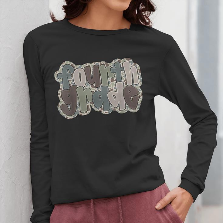 Camo Team 4th Grade Squad Back To School Teacher Kids Boys Women Long Sleeve T-Shirt, 4th Grade Teacher Gifts, funny design