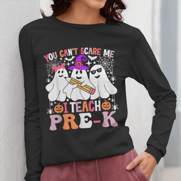You Can't Scare Me I Teach Pre-k Halloween Teacher Women Long Sleeve T-Shirt, funny design You Can't Scare Me I Teach Pre-k Halloween Teacher Women Long Sleeve T-Shirt, funny design