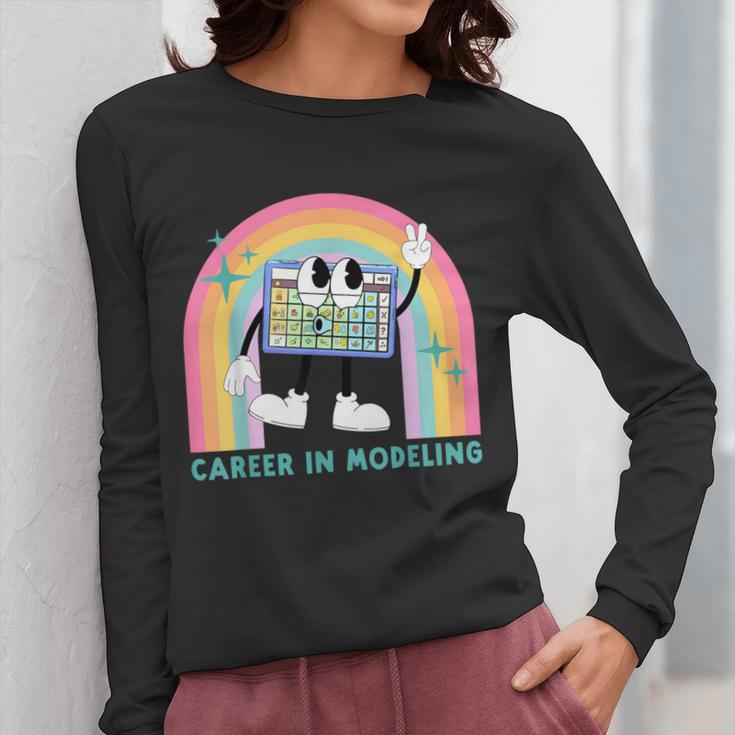 Career In Modeling AAC Teacher SLP SPED Communication Autism Women Long Sleeve T-Shirt, funny design Career In Modeling AAC Teacher SLP SPED Communication Autism Women Long Sleeve T-Shirt, funny design