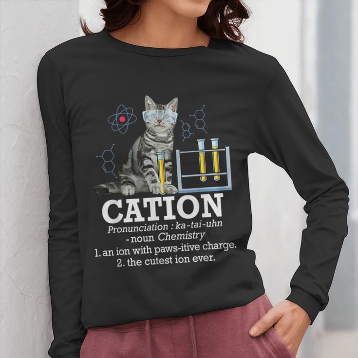 Cation Chemistry Humor Science Teacher Cat Pun Women Long Sleeve T-Shirt, Science Teacher Gifts, funny design