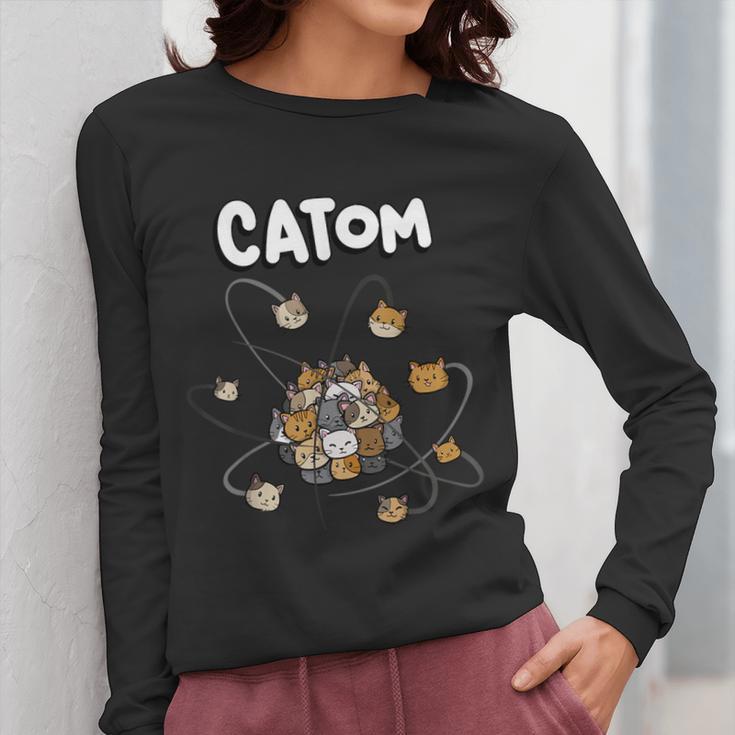 Catom Science Teacher Chemistry Lover Physics School Cat Women Long Sleeve T-Shirt, Science Teacher Gifts, funny design