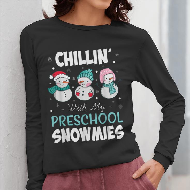 Chillin' With My Preschool Snowmies Teacher Christmas Men Women Kids Women Long Sleeve T-Shirt, funny design Chillin' With My Preschool Snowmies Teacher Christmas Men Women Kids Women Long Sleeve T-Shirt, funny design