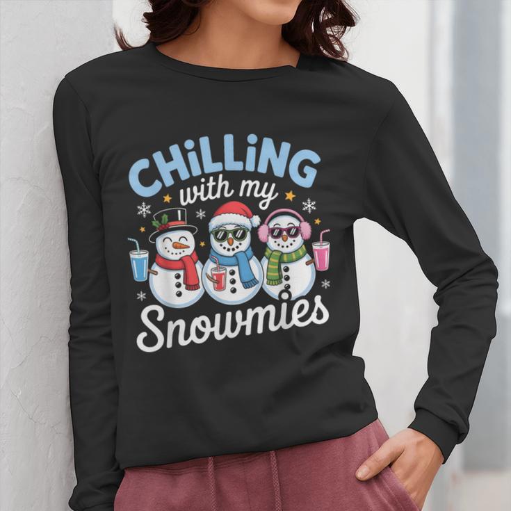 Chillin With My Snowmie Women Christmas Snowman Teacher Snow Women Long Sleeve T-Shirt, funny design Chillin With My Snowmie Women Christmas Snowman Teacher Snow Women Long Sleeve T-Shirt, funny design