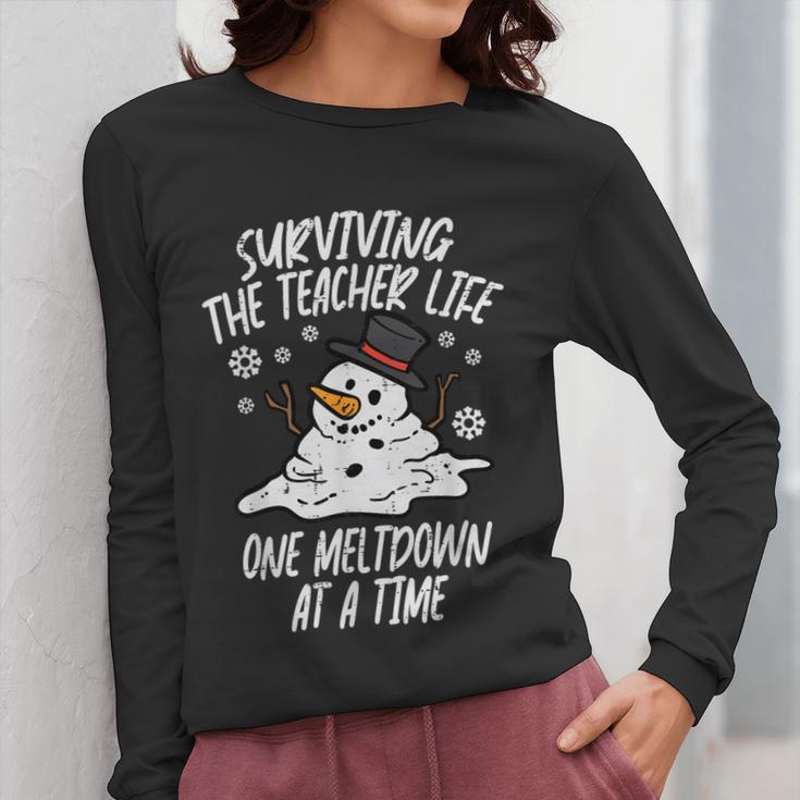 Christmas Surviving Teacher Life Meltdown Xmas Women Men Women Long Sleeve T-Shirt, funny design