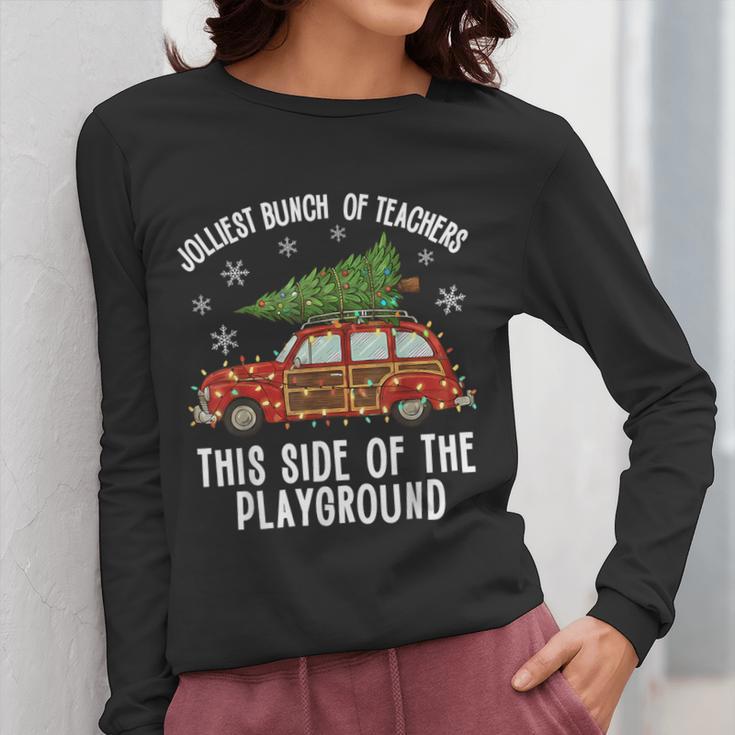 Christmas Teacher Squad Festive Car Tree Lights Xmas Women Long Sleeve T-Shirt, funny design
