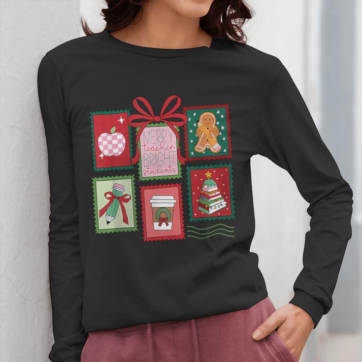 Christmas Teacher Stamps Women Long Sleeve T-Shirt, funny design Christmas Teacher Stamps Women Long Sleeve T-Shirt, funny design