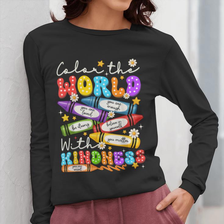 Color The World With Kindness Crayon Positivity Teacher Women Long Sleeve T-Shirt, funny design Color The World With Kindness Crayon Positivity Teacher Women Long Sleeve T-Shirt, funny design