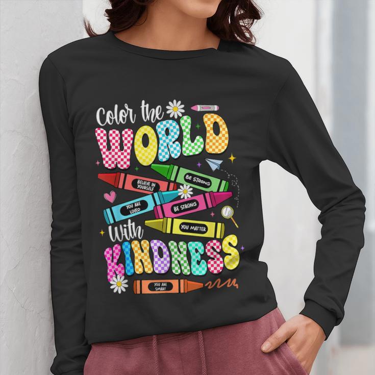 Color The World With Kindness Teacher Back To School Women Long Sleeve T-Shirt, funny design
