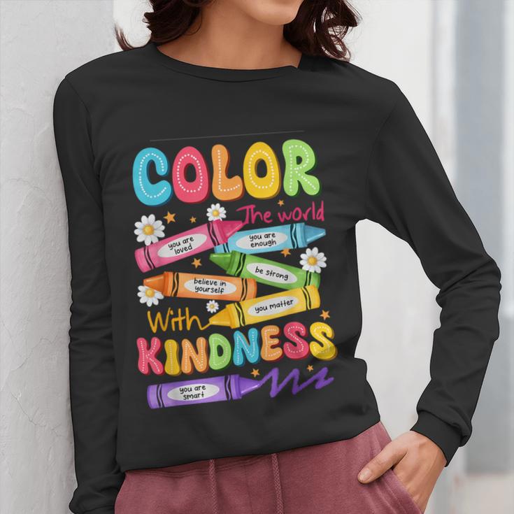 Color The World With Kindness Teachers Back To School Women Long Sleeve T-Shirt, funny design Color The World With Kindness Teachers Back To School Women Long Sleeve T-Shirt, funny design