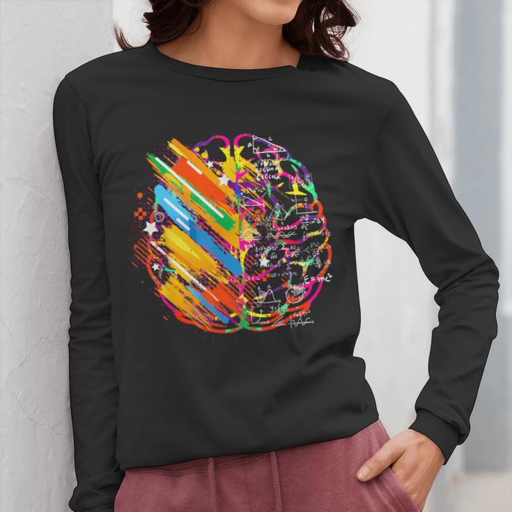 Colorful Brain Art Teacher Artist Painter Student Women Long Sleeve T-Shirt, funny design