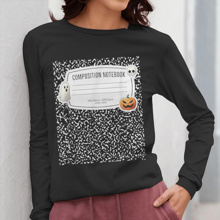 Composition Notebook Costume Adult Halloween For Teacher Women Long Sleeve T-Shirt, funny design