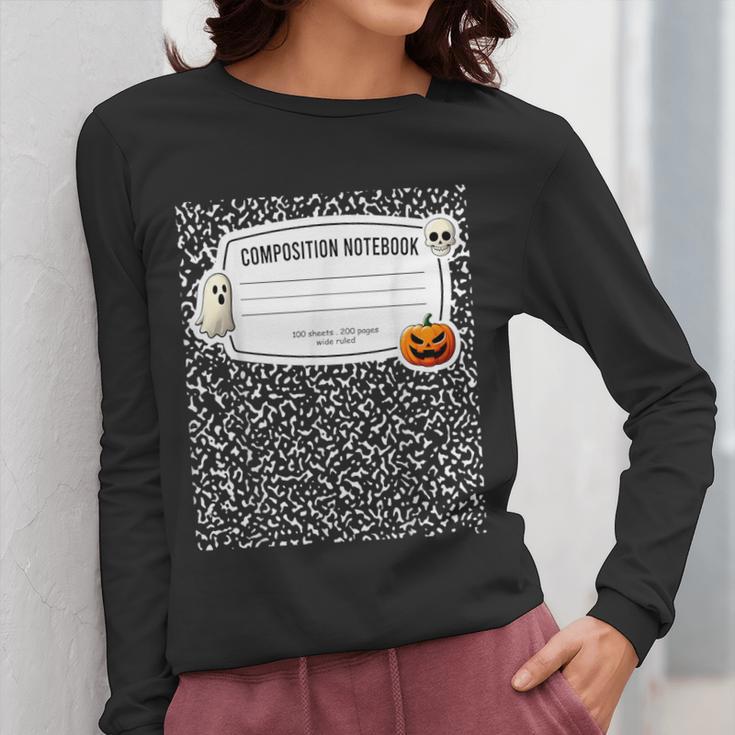 Composition Notebook Costume Adult Halloween For Teachers Women Long Sleeve T-Shirt, funny design