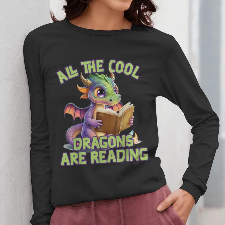 All The Cool Dragons Are Reading Dragon Teacher Women Long Sleeve T-Shirt, funny design All The Cool Dragons Are Reading Dragon Teacher Women Long Sleeve T-Shirt, funny design
