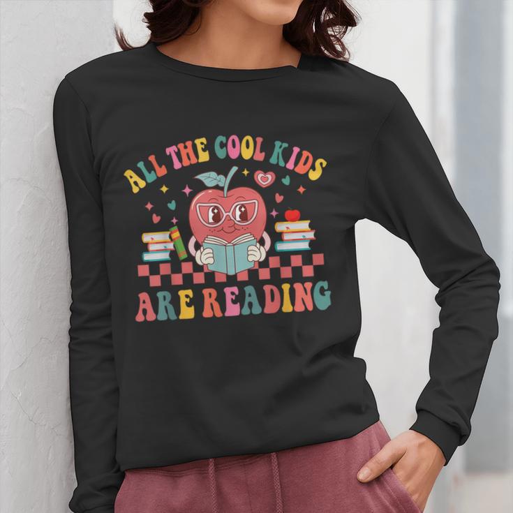 All The Cool Kids Are Reading Book Reading Teacher School Women Long Sleeve T-Shirt, funny design