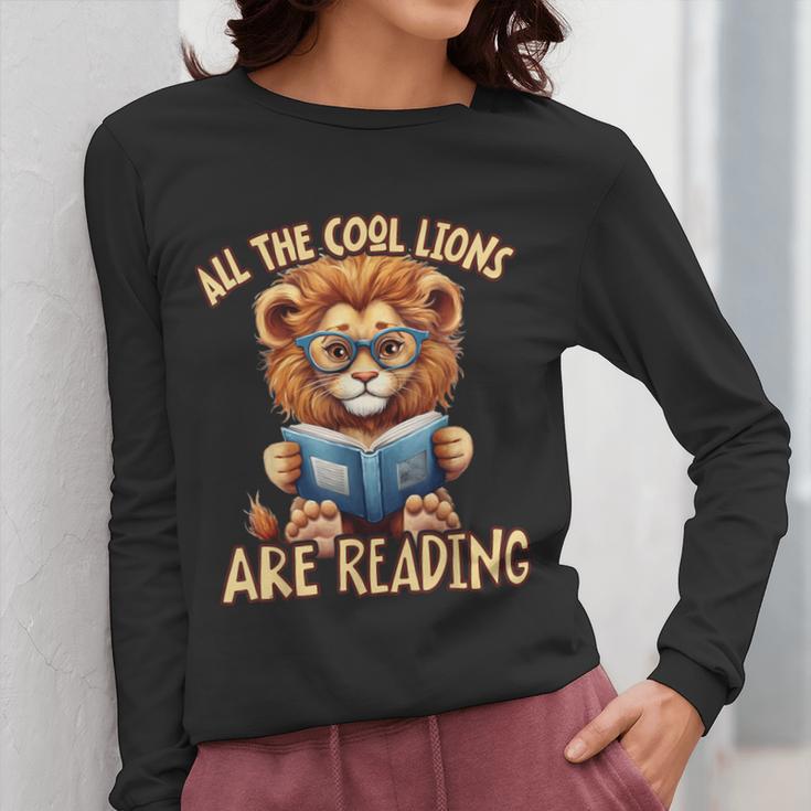 All The Cool Lions Are Reading Lion Teacher Men Women Kids Women Long Sleeve T-Shirt, funny design All The Cool Lions Are Reading Lion Teacher Men Women Kids Women Long Sleeve T-Shirt, funny design