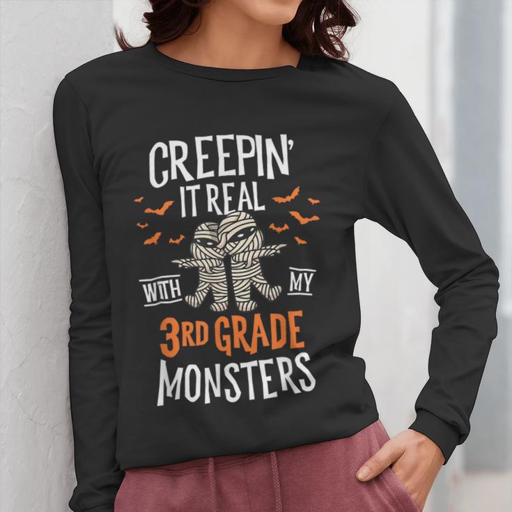 Creepin It Real With My 3rd Grade Monsters Halloween Teacher Women Long Sleeve T-Shirt, funny design Creepin It Real With My 3rd Grade Monsters Halloween Teacher Women Long Sleeve T-Shirt, funny design