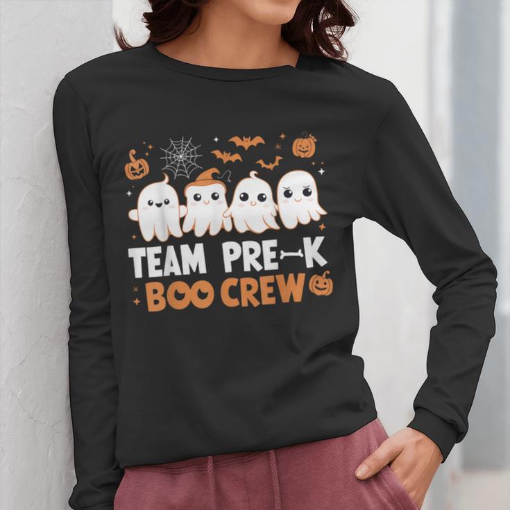 Cute Ghosts Pre-K Boo Crew Teachers Halloween Party Team For Men Women Kids Women Long Sleeve T-Shirt, funny design