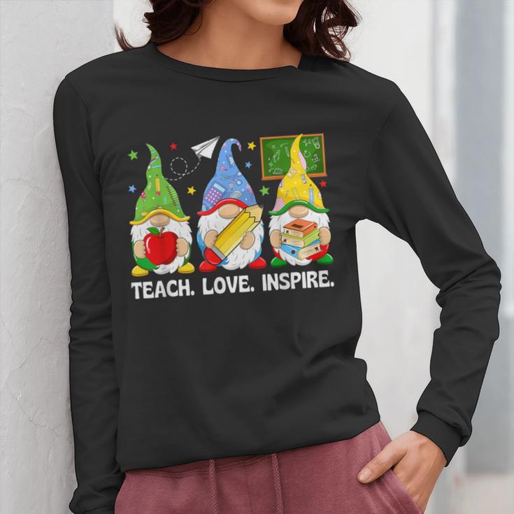 Cute Gnomes Teach Love And Inspire Back To School Teacher Women Long Sleeve T-Shirt, funny design Cute Gnomes Teach Love And Inspire Back To School Teacher Women Long Sleeve T-Shirt, funny design