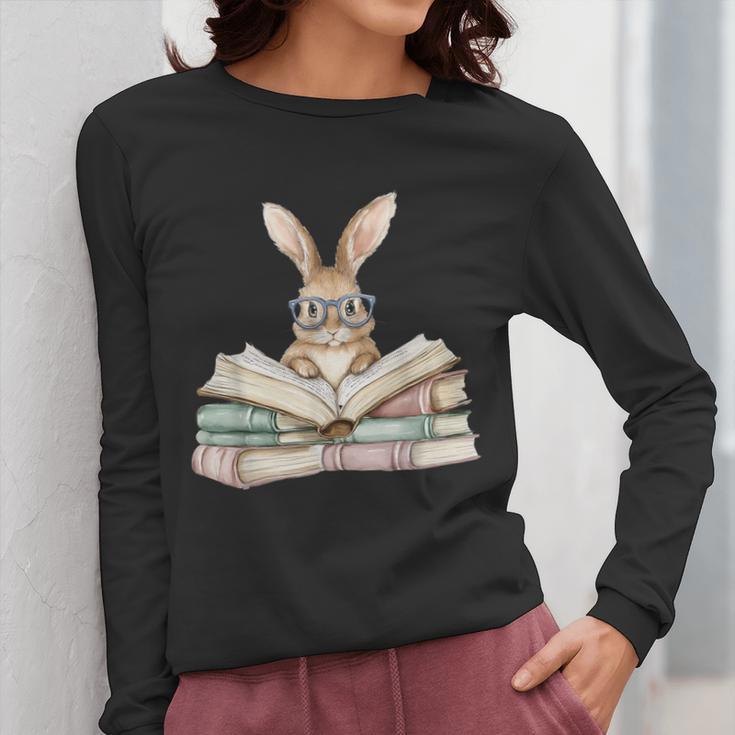 Cute Reading Bunny Glasses Books Bookworm Reader Teacher Women Long Sleeve T-Shirt, funny design Cute Reading Bunny Glasses Books Bookworm Reader Teacher Women Long Sleeve T-Shirt, funny design