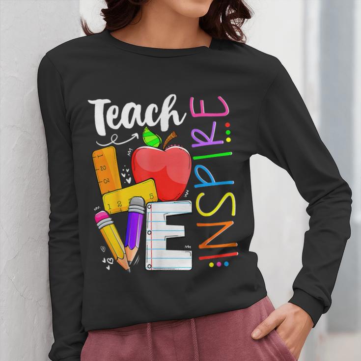 Cute Teach Love And Inspire Men Women Teacher Women Long Sleeve T-Shirt, funny design Cute Teach Love And Inspire Men Women Teacher Women Long Sleeve T-Shirt, funny design
