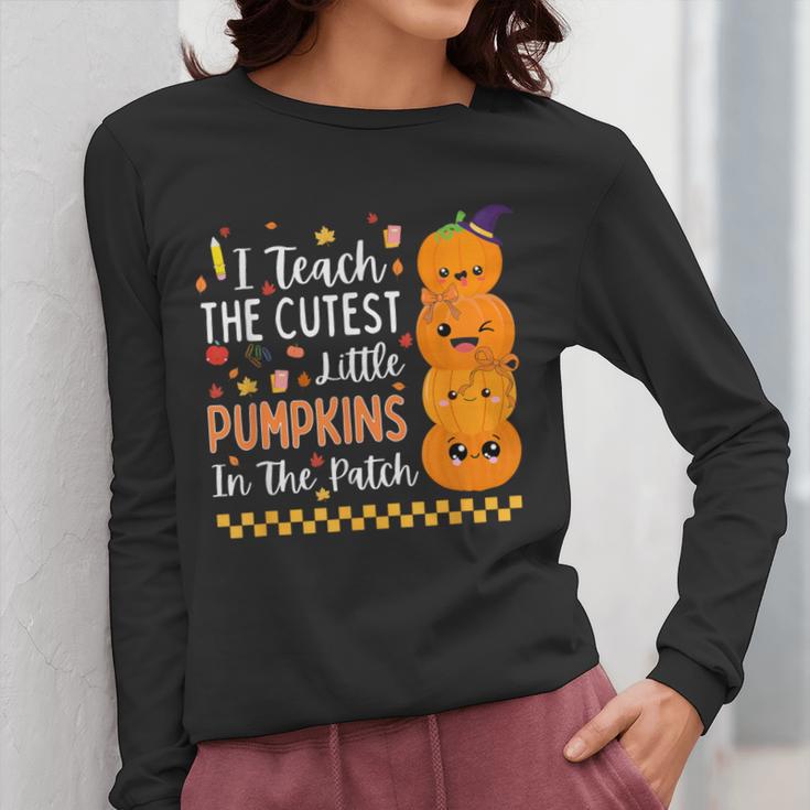 Cute Teacher Halloween For Women Men Teacher Pumpkin Women Long Sleeve T-Shirt, funny design