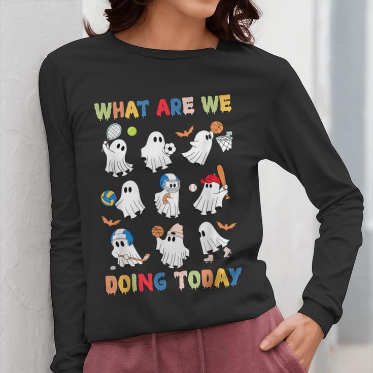 What Are We Doing Today Ghost PE Teacher Team Halloween Women Long Sleeve T-Shirt, Pe Teacher Gifts, funny design What Are We Doing Today Ghost PE Teacher Team Halloween Women Long Sleeve T-Shirt, Pe Teacher Gifts, funny design