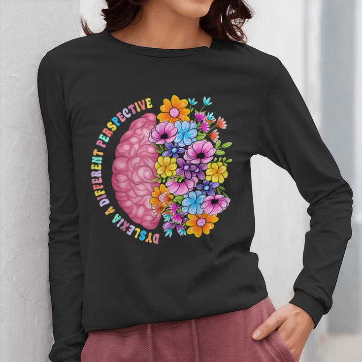 Dyslexia Different Perspective Reading Brain Floral Teacher Women Long Sleeve T-Shirt, funny design Dyslexia Different Perspective Reading Brain Floral Teacher Women Long Sleeve T-Shirt, funny design