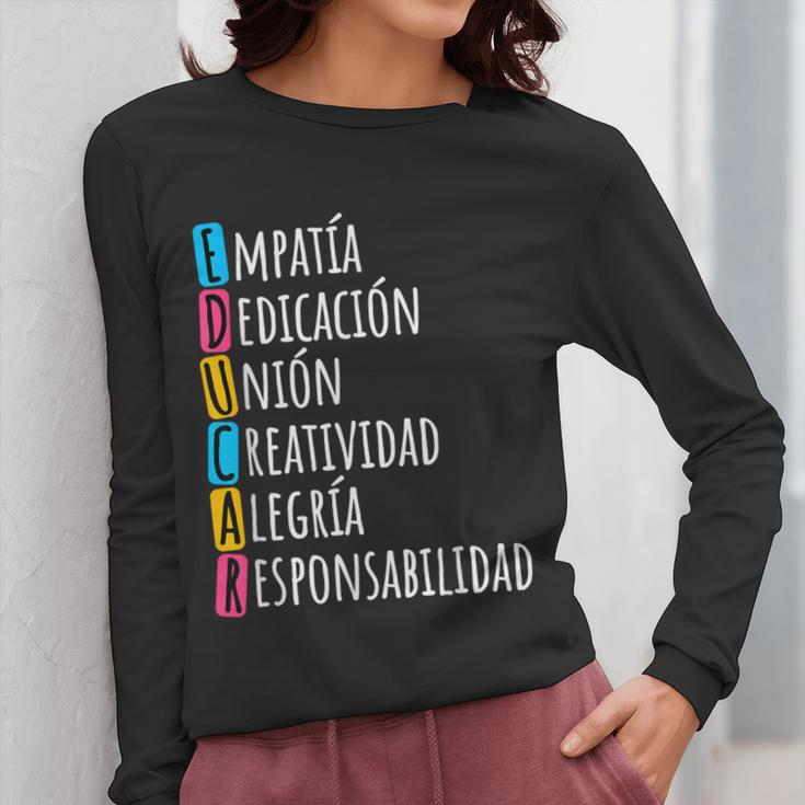 Educar Bilingual Spanish Teacher Women Long Sleeve T-Shirt, funny design
