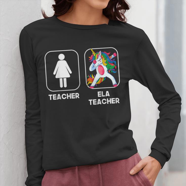 ELA Teacher Dabbing Unicorn Teacher Women Women Long Sleeve T-Shirt, funny design