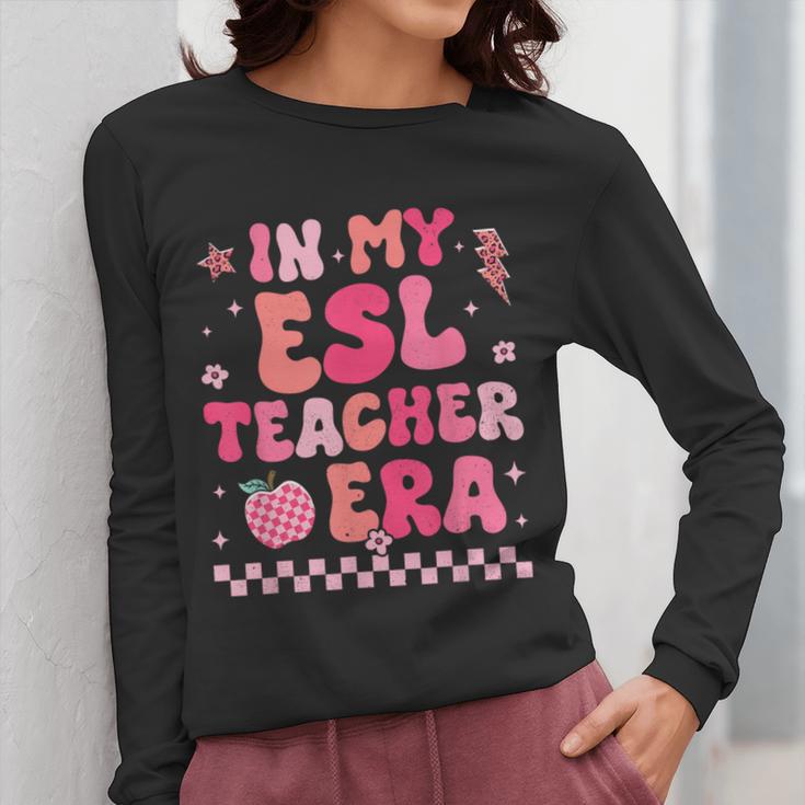 In My Esl Teacher Era Back To School ESL Teacher Groovy Women Long Sleeve T-Shirt, Esl Teacher Gifts, Groovy Teacher Gifts, funny design In My Esl Teacher Era Back To School ESL Teacher Groovy Women Long Sleeve T-Shirt, Esl Teacher Gifts, Groovy Teacher Gifts, funny design