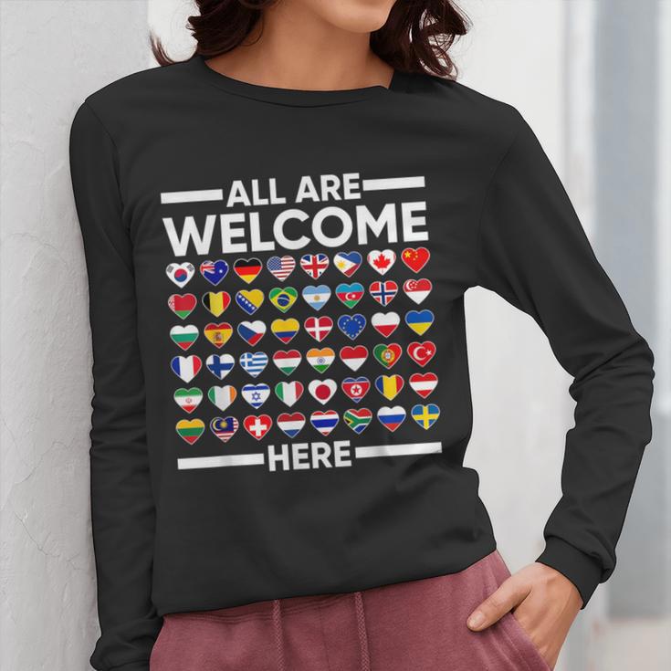 ESL Teacher All Are Welcome Here For Worlds Virtual Teachers Women Long Sleeve T-Shirt, Esl Teacher Gifts, funny design