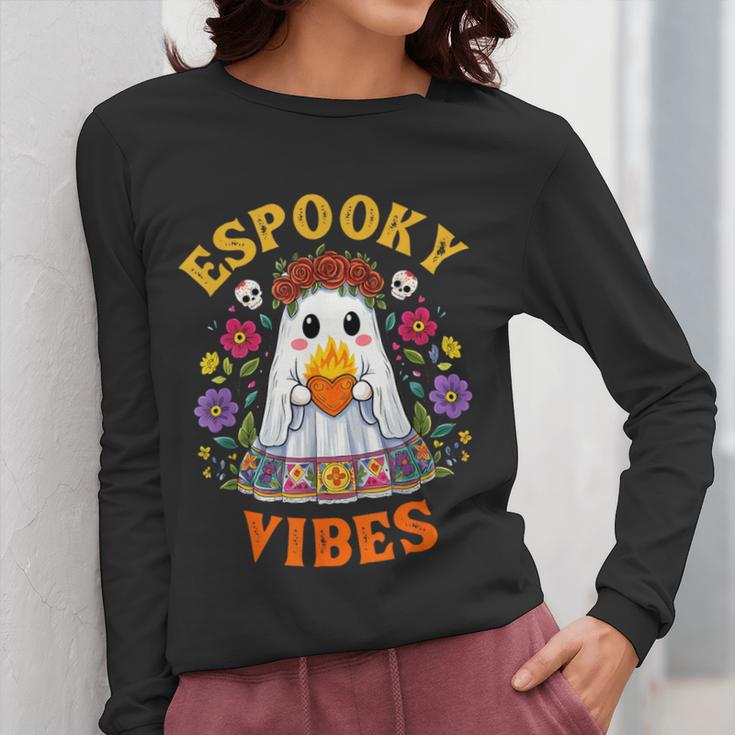 Espooky Vibes Spanish Mexican Halloween Ghost Teachers Women Long Sleeve T-Shirt, funny design Espooky Vibes Spanish Mexican Halloween Ghost Teachers Women Long Sleeve T-Shirt, funny design