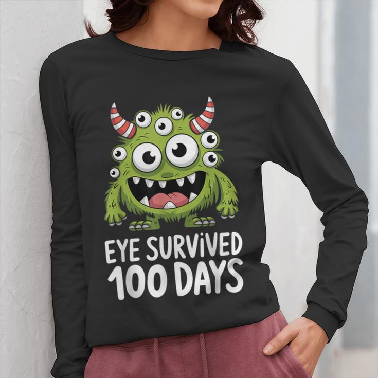 Eye Survived 100 Days Of School Monster Lover Teacher Kids Women Long Sleeve T-Shirt, funny design Eye Survived 100 Days Of School Monster Lover Teacher Kids Women Long Sleeve T-Shirt, funny design