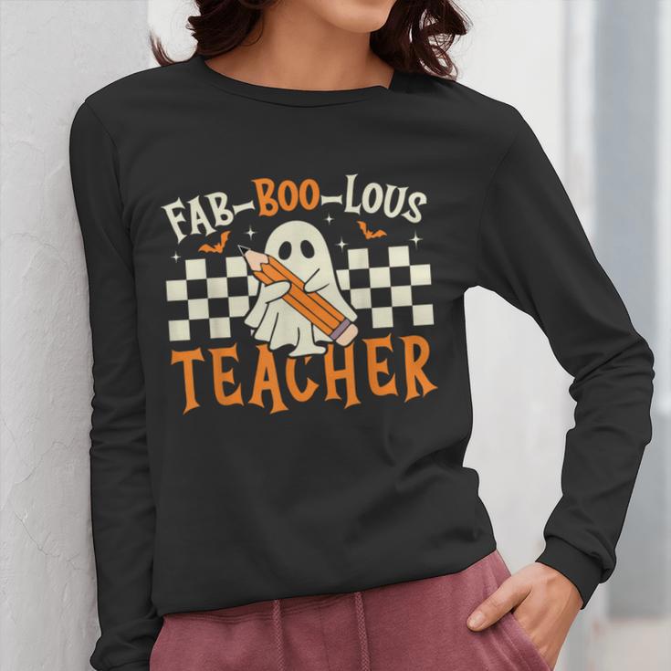 Fab Boo Lous Teacher Retro Ghost Spooky Halloween Costume Women Long Sleeve T-Shirt, funny design Fab Boo Lous Teacher Retro Ghost Spooky Halloween Costume Women Long Sleeve T-Shirt, funny design