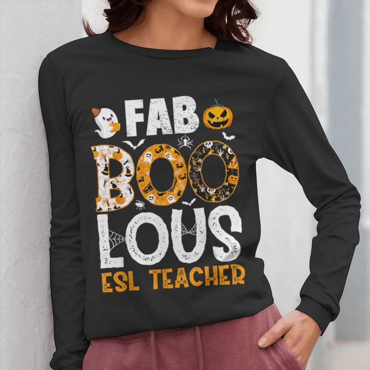 Faboolous ESL ESOL Teacher Spooky Teacher Halloween Costume For Men Women Women Long Sleeve T-Shirt, Esl Teacher Gifts, funny design