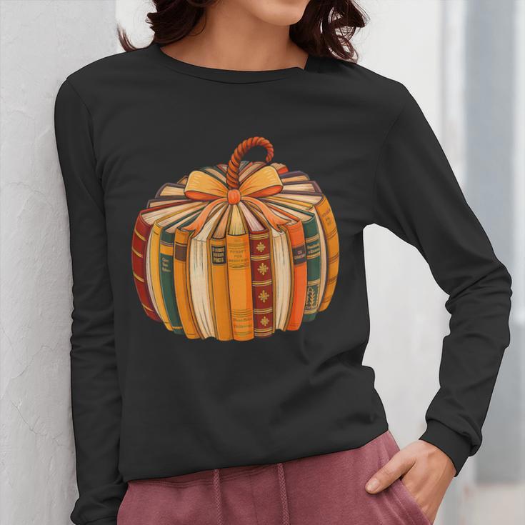 Fall Book Halloween Costume Autumn Pumpkin Teacher Kids Women Long Sleeve T-Shirt, funny design
