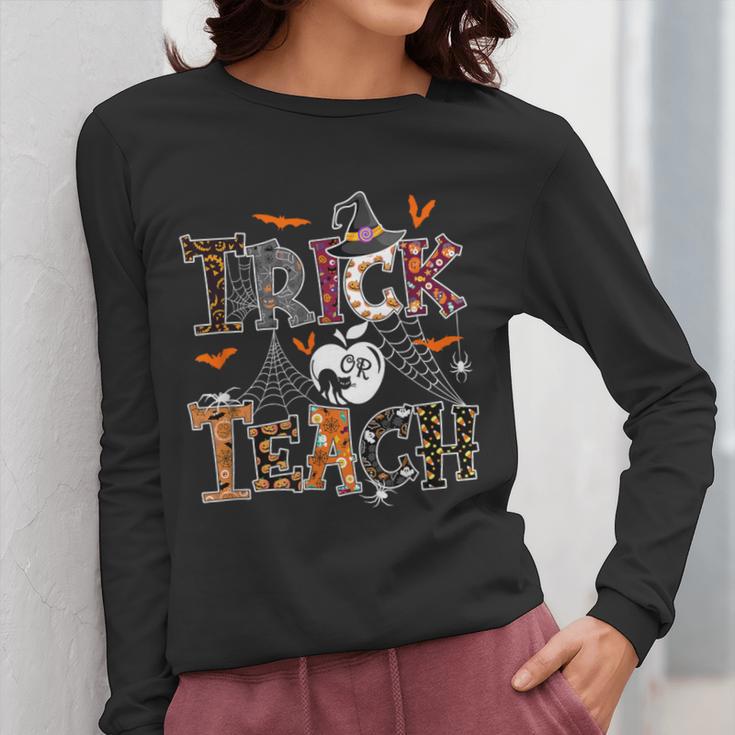 Fall Holiday Themed Thanksgiving Halloween Teacher Trick Or Women Long Sleeve T-Shirt, funny design Fall Holiday Themed Thanksgiving Halloween Teacher Trick Or Women Long Sleeve T-Shirt, funny design