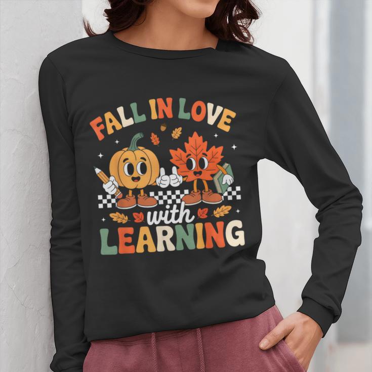 Fall In Love With Learning Shirt Autumn Thanksgiving Teacher Women Long Sleeve T-Shirt, funny design Fall In Love With Learning Shirt Autumn Thanksgiving Teacher Women Long Sleeve T-Shirt, funny design
