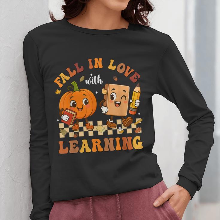 Fall In Love With Reading Book Autumn Pumpkins And Teachers Women Long Sleeve T-Shirt, funny design Fall In Love With Reading Book Autumn Pumpkins And Teachers Women Long Sleeve T-Shirt, funny design