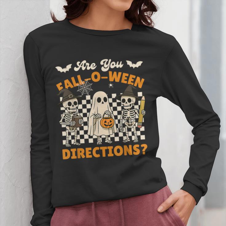 Are You Fall o Ween Directions Halloween Skeleton Teacher Women Long Sleeve T-Shirt, funny design Are You Fall o Ween Directions Halloween Skeleton Teacher Women Long Sleeve T-Shirt, funny design