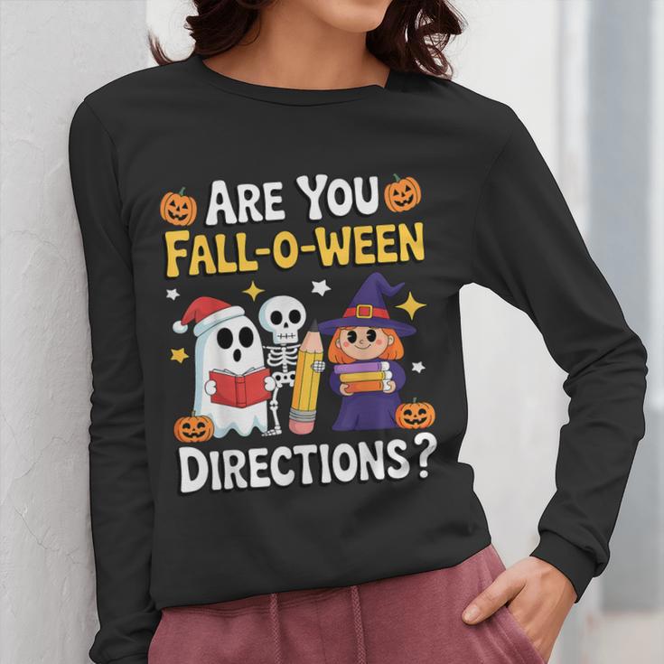 Are You Fall O Ween Directions Halloween Teacher Ghost Women Long Sleeve T-Shirt, funny design Are You Fall O Ween Directions Halloween Teacher Ghost Women Long Sleeve T-Shirt, funny design