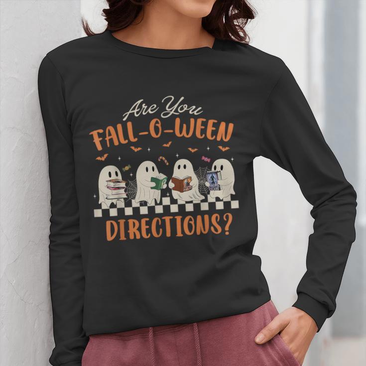 Are You Fall-O-Ween Directions Halloween TeacherGhost Book Women Long Sleeve T-Shirt, funny design