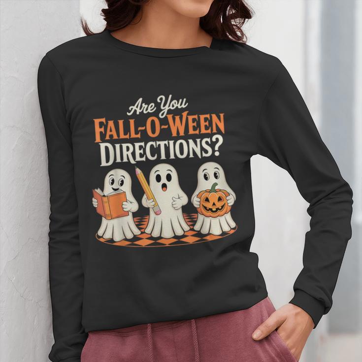 Are You Fall O Ween DirectionsRetro Teacher Halloween Ghost Women Long Sleeve T-Shirt, funny design Are You Fall O Ween DirectionsRetro Teacher Halloween Ghost Women Long Sleeve T-Shirt, funny design